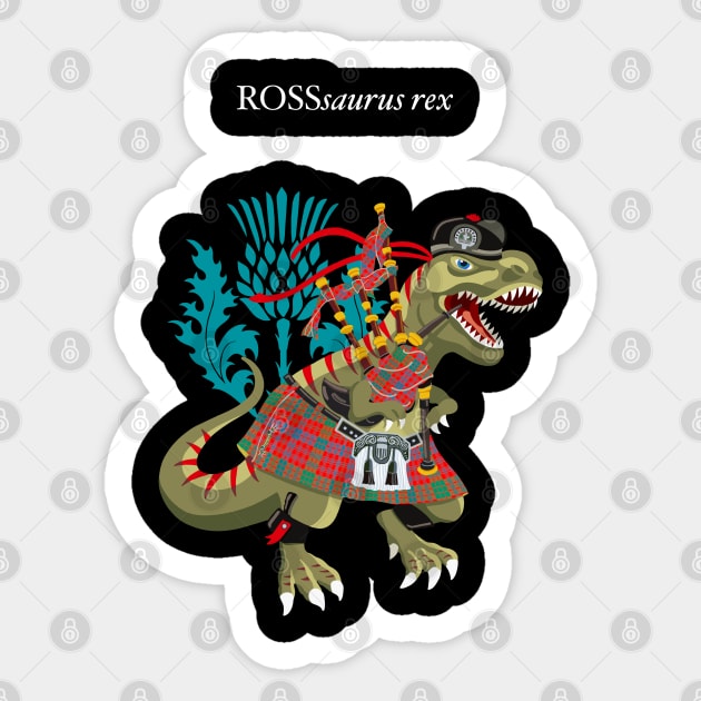 Clanosaurus Rex ROSSsaurus rex Ross Red Scotland Ireland Family Tartan Sticker by BullShirtCo